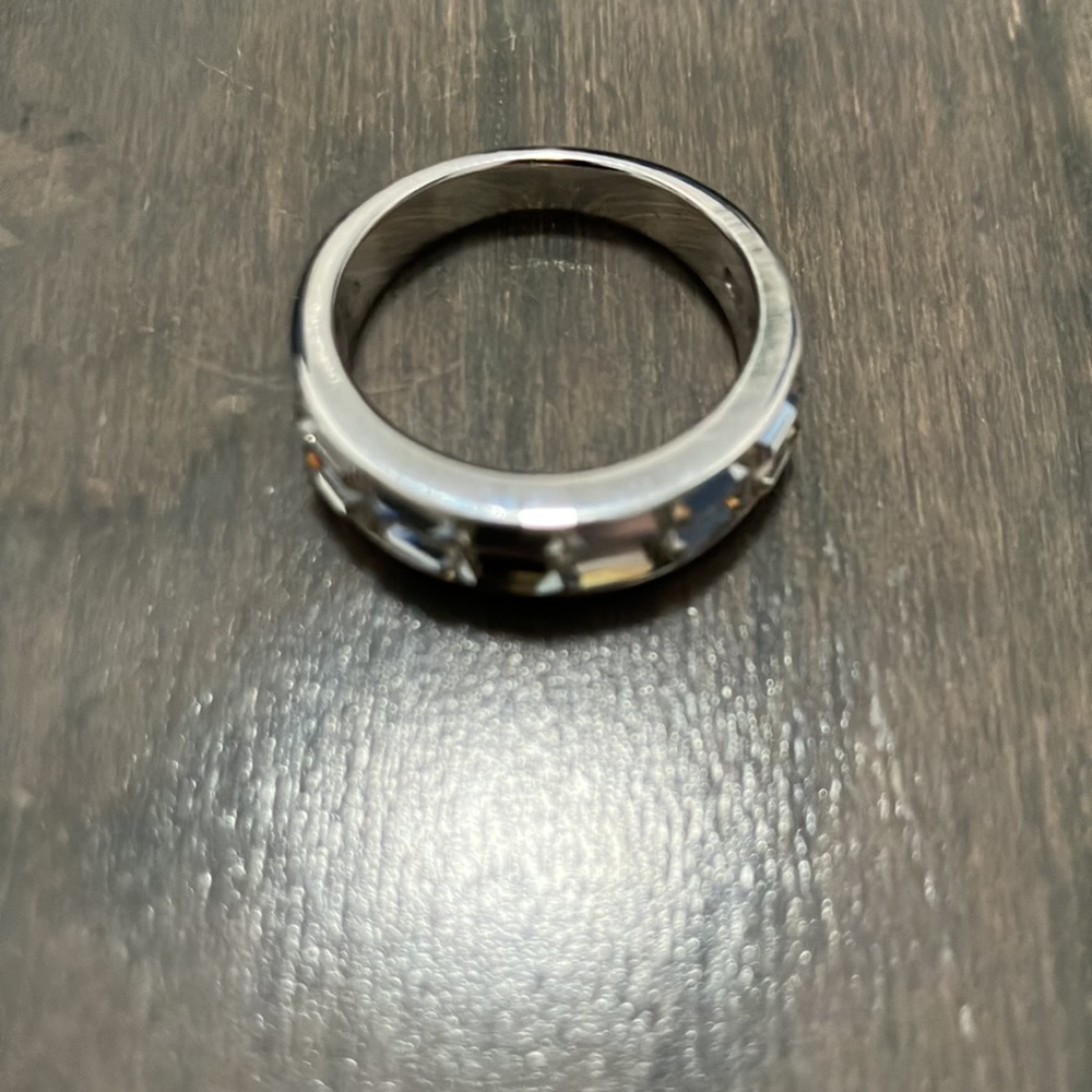 Y2K Vintage Swarovski Crystal Sterling Silver Ring Size 5 - Picture 5 of 11